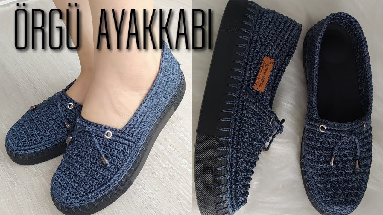 LACİVERT ÖRGÜ AYAKKABI ÇOK ŞIK OLDU / mesh shoes / Knitting crochet / Model Ayşe Varol