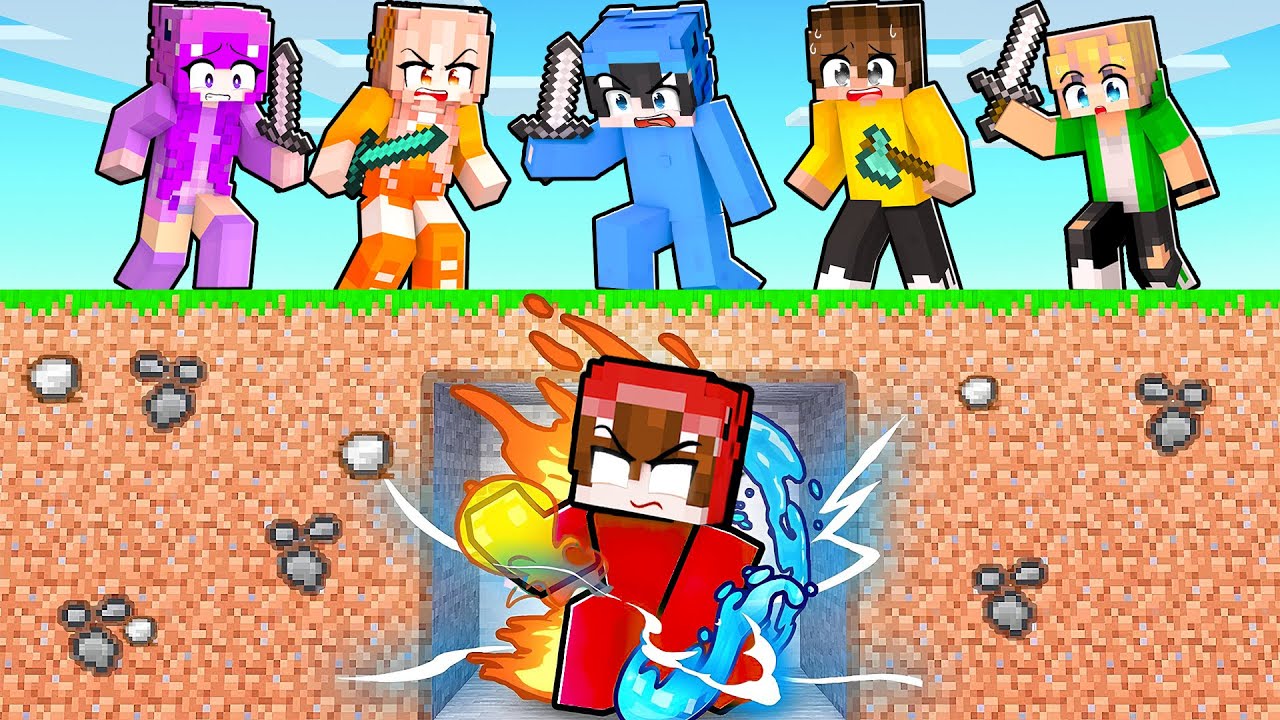 Minecraft: ELEMENTAL vs 5 ASESINOS Speedrun Cazadores y Corredores