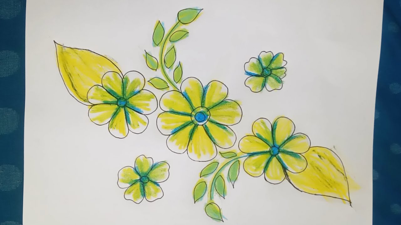 Embroidery flower design and coloring