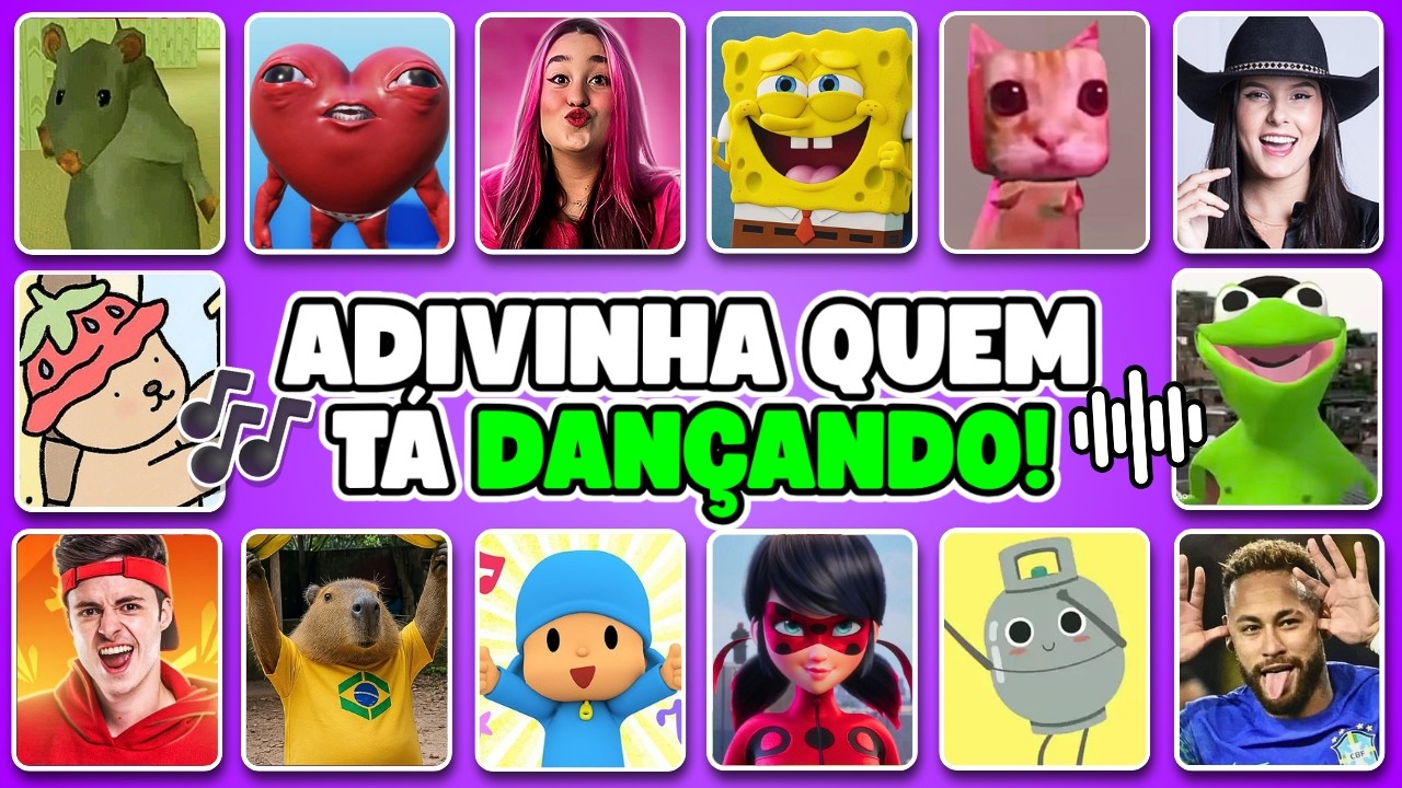 ADIVINHE QUEM TÁ DANÇANDO!! 💃🎶Bob Esponja, Neymar, Rato Milton, Emilly Vick, Ó U Gás, Pocoyo