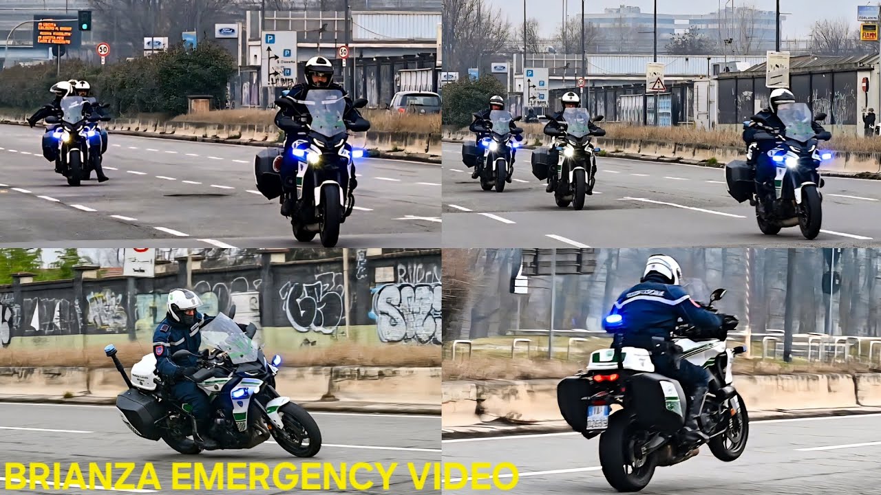 [SCORTA JD VANCE] 12x Moto Polizia Locale Milano in sirena su Viale Forlanini +  IMPENNATA!!
