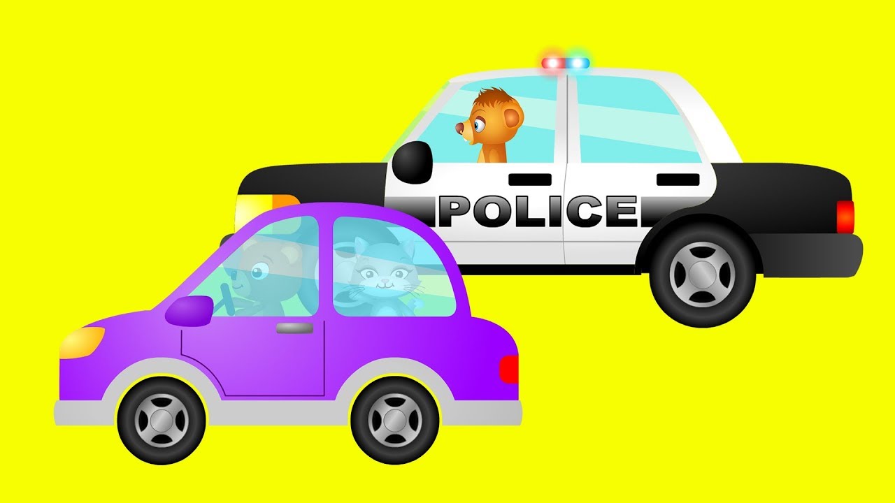 Ein Polizeiauto auf dem Signal. Ein M&auml;rchen f&uuml;r Kinder