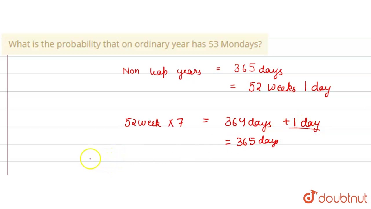 What is the probability that on ordinary year has 53 Mondays?