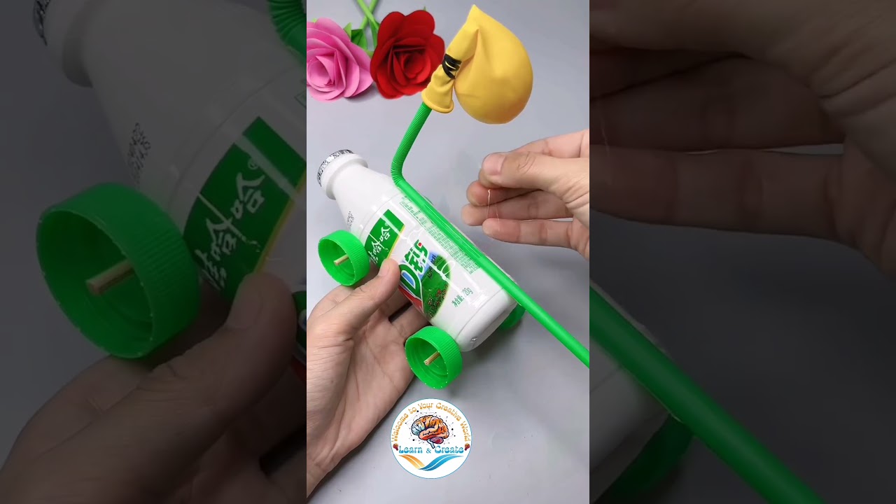 DIY Balloon Powered Car  Easy Science Experiment For Kids  #floralart #diy #learnandcreate