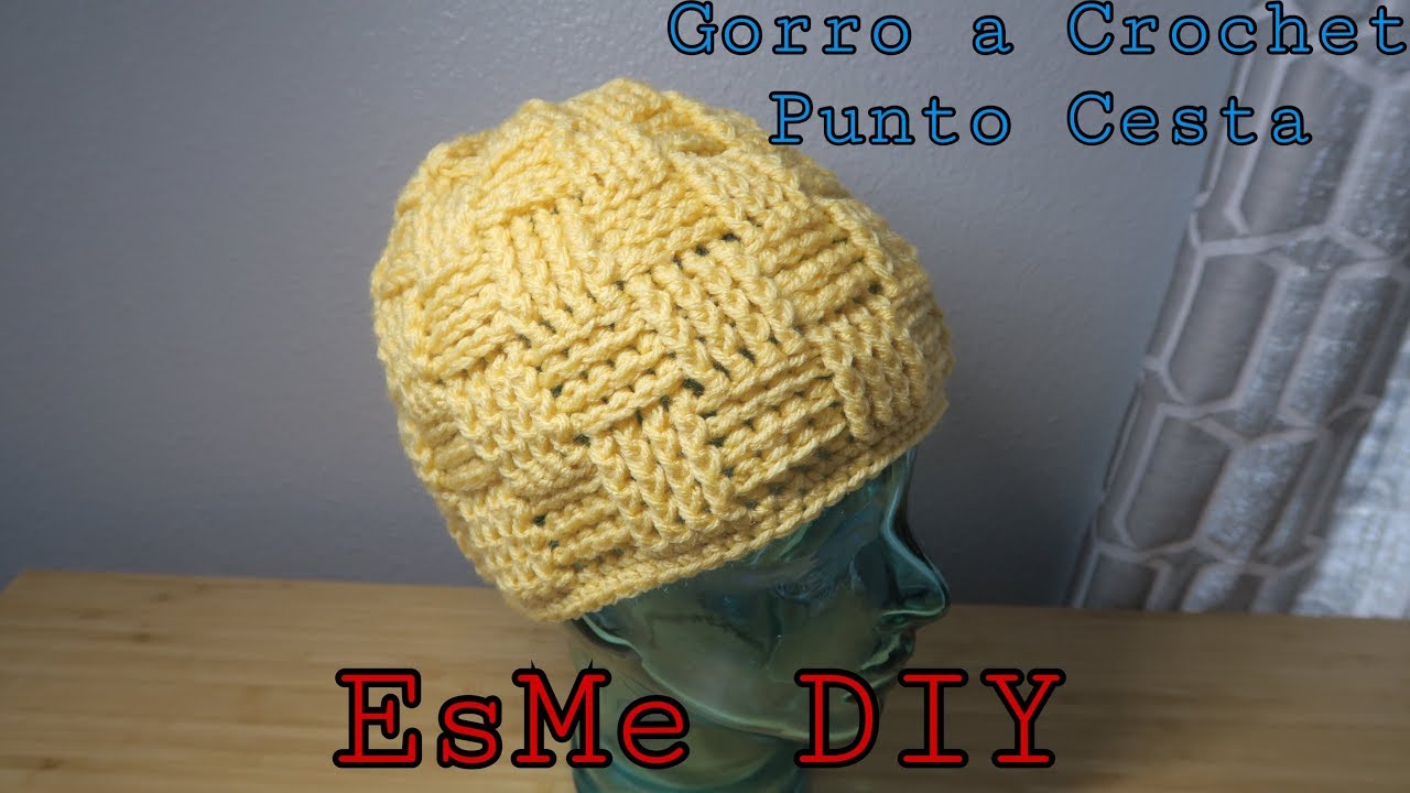 Gorro A Crochet con Punto Cesta Basket Wave