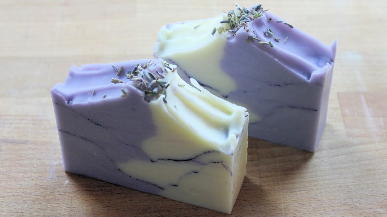 Natural Cold process soap making tutorial handmade Lavender essential oil soap