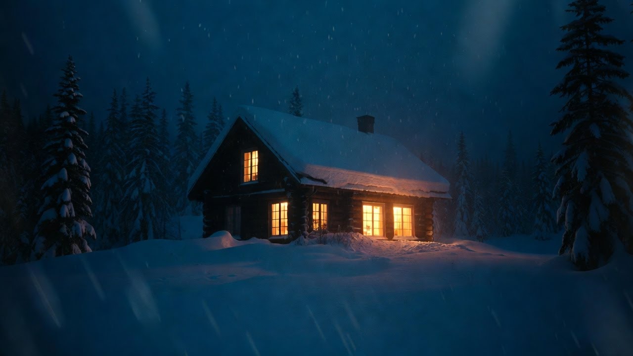 Snowy Cabin Sleep Ambience | 1 Hours Cozy Calm for Deep Sleep