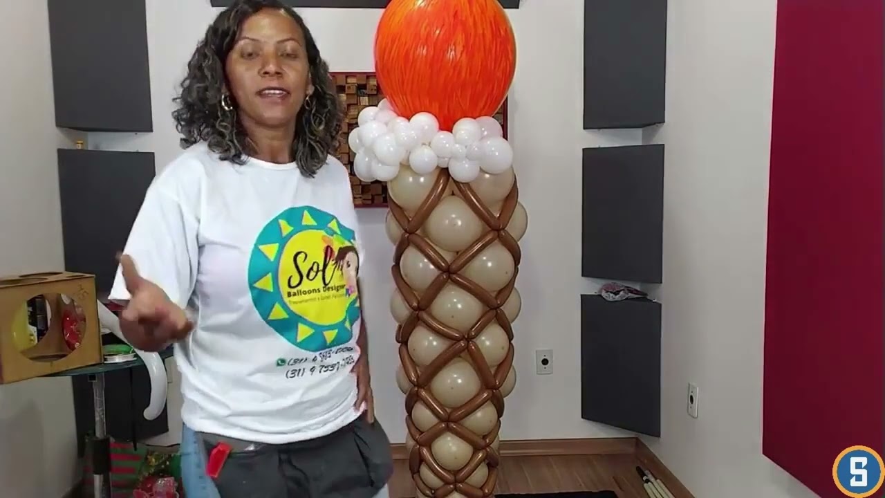 Como fazer escultura casquinha de sorvete com balões
