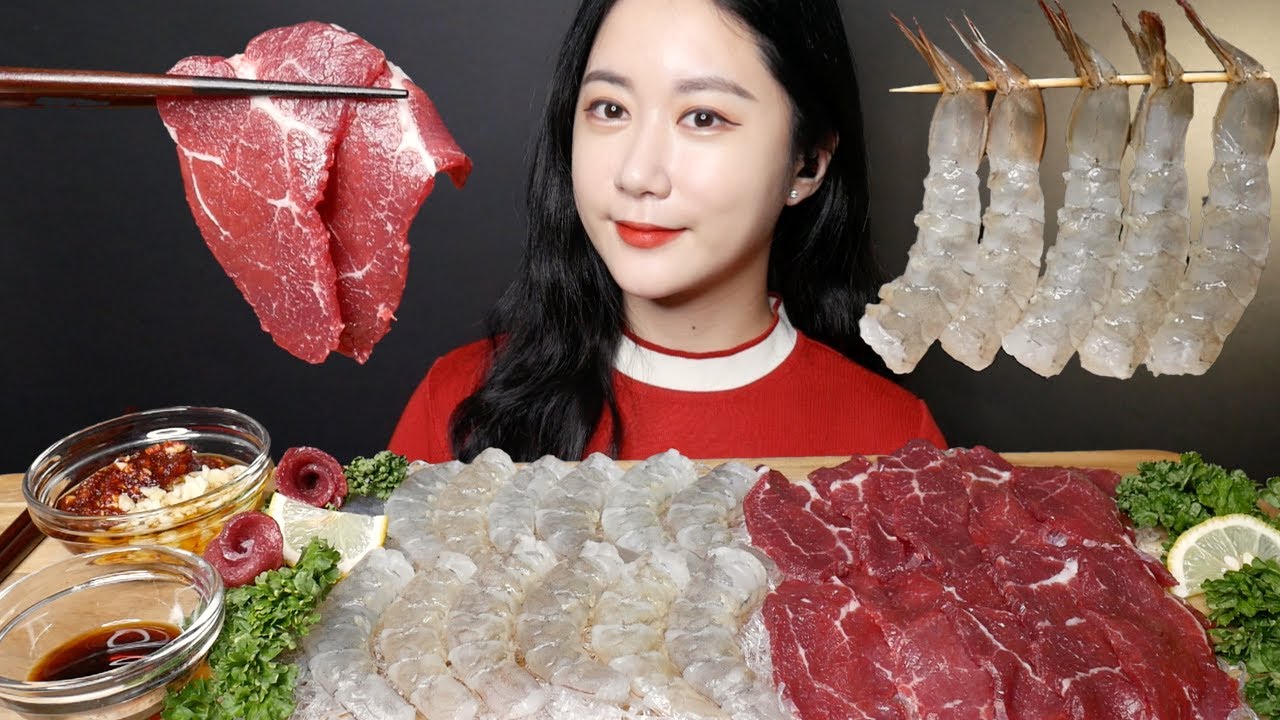 쫀득쫀득 뭉티기 탱글탱글 생새우 먹방 [Raw Shrimp, Raw Beef] 육회먹방 生エビ 生の牛肉 Real Sound MUKBANG | ASMR | EATING SOUND