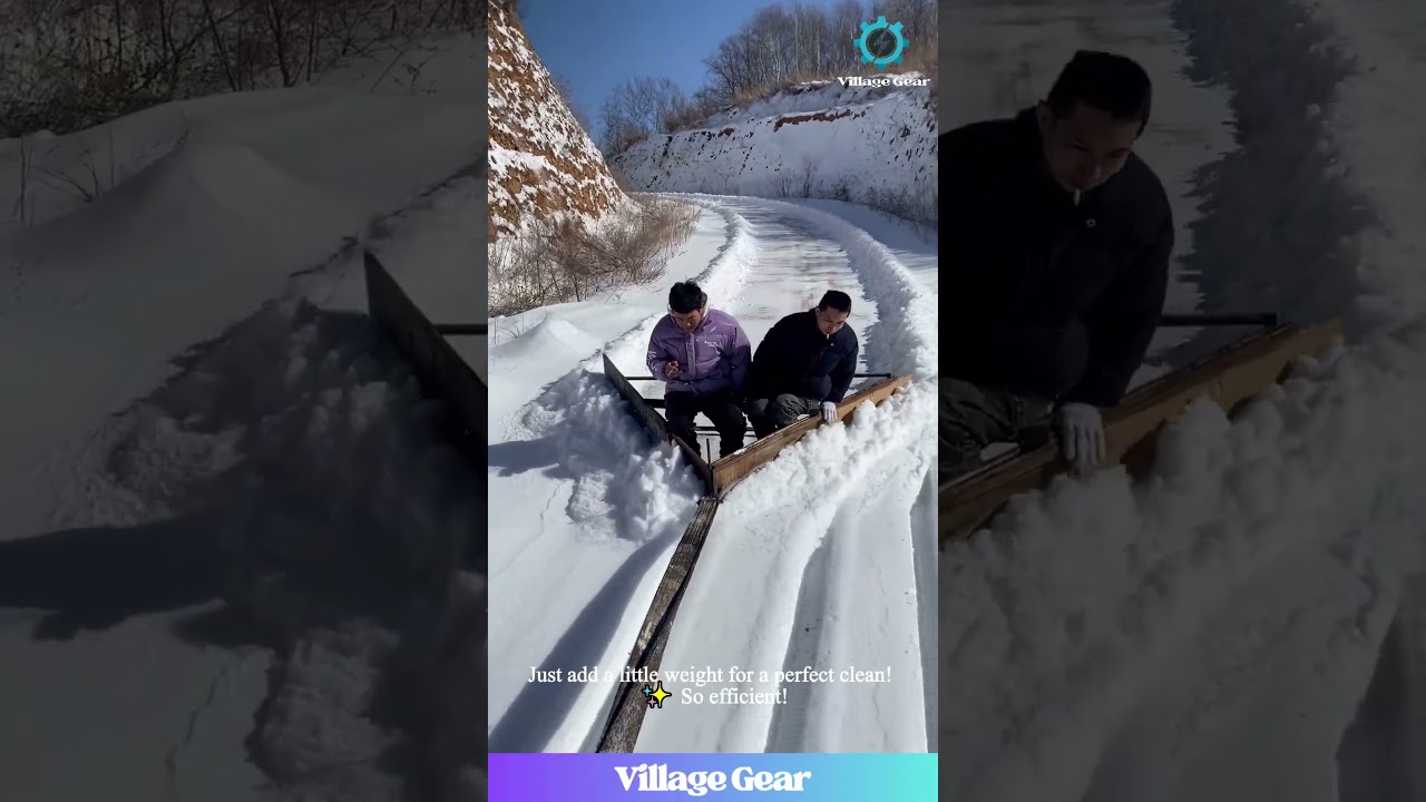 ULTIMATE Snow Plowing HACK! 🤯 Watch Them Clear a Snowy Road With a GIANT Wooden Plow! #snow #winter