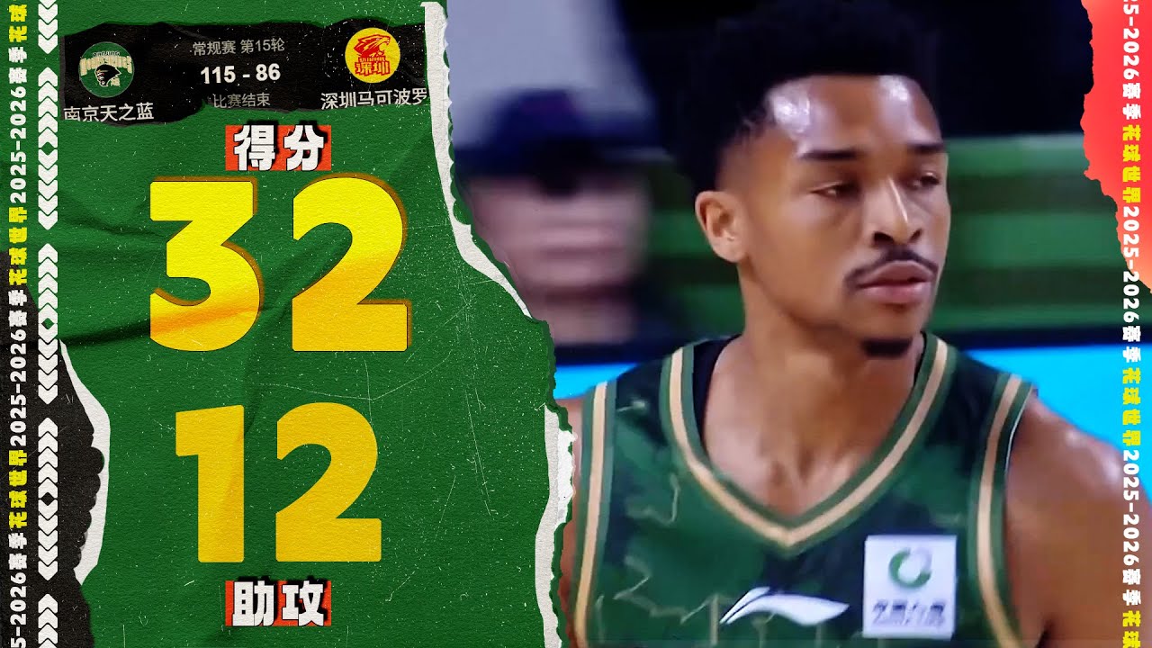 撤步三分球！杰伦汉兹首秀32分12助攻7三分球 | 南京115-86深圳 