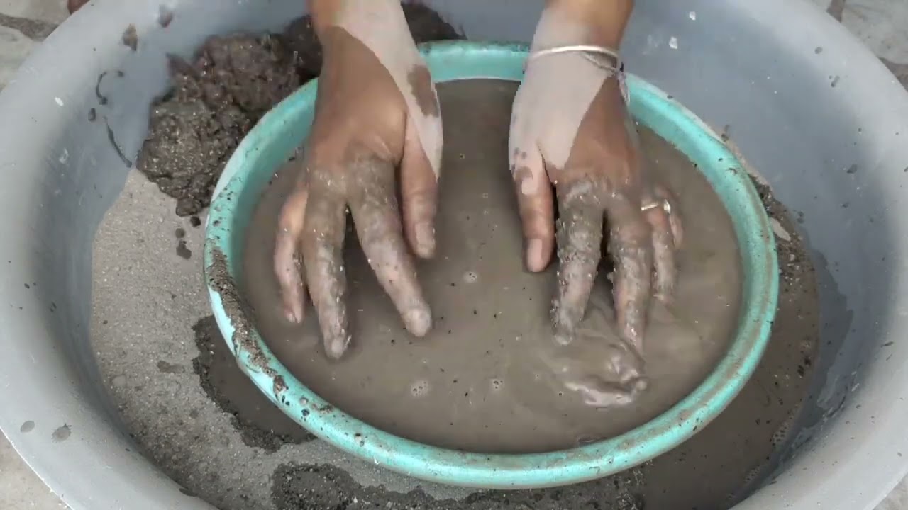 Asmr- Soft cement crumbling dry and water 💦