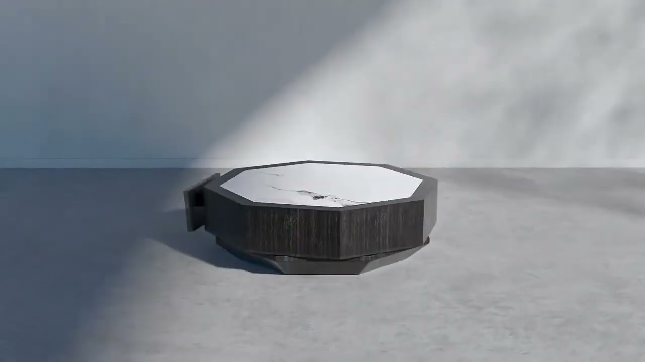 360&deg; Rotating Modern Octagonal Coffee Table with Storage