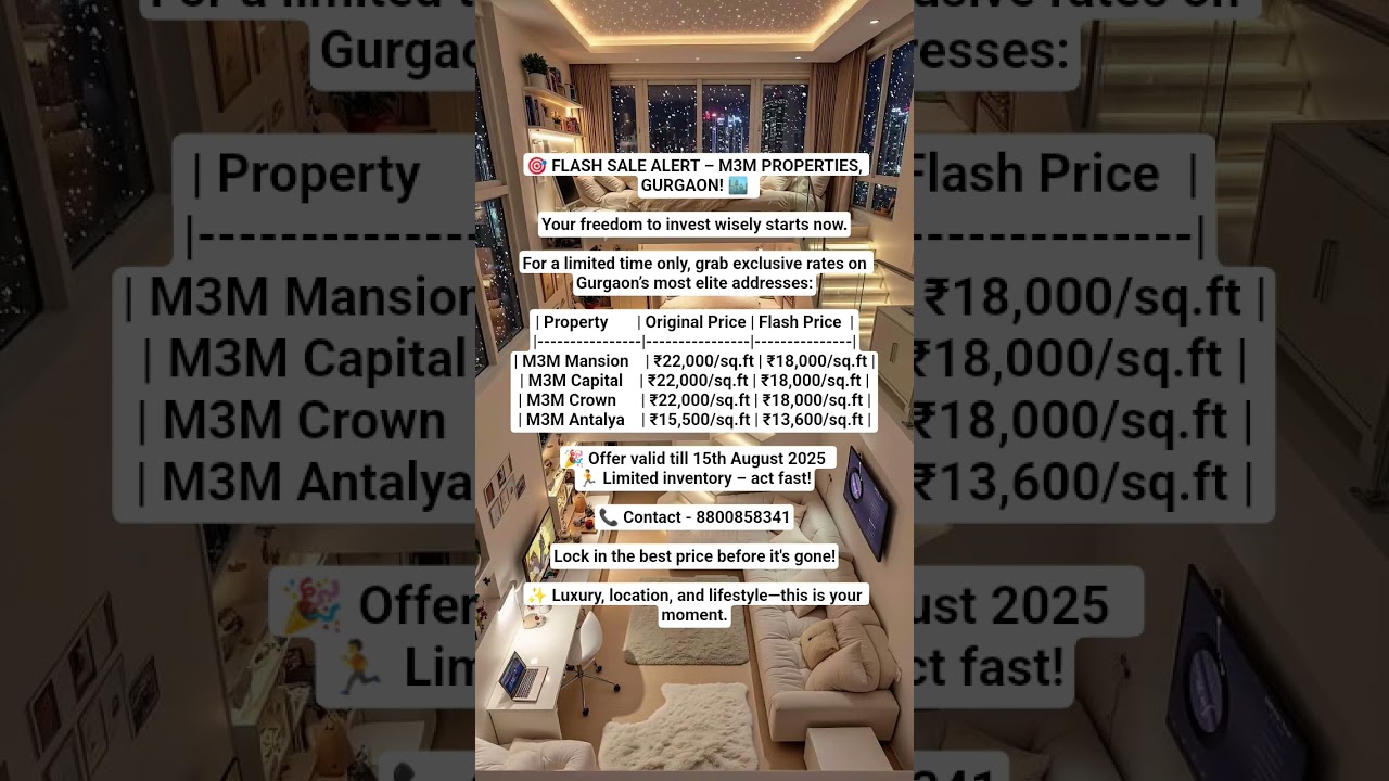 FLASH SALE ALERT M3M PROPERTY IN GURGAON #flashsale #m3m #m3mgolfestate #offer #realestateupdate