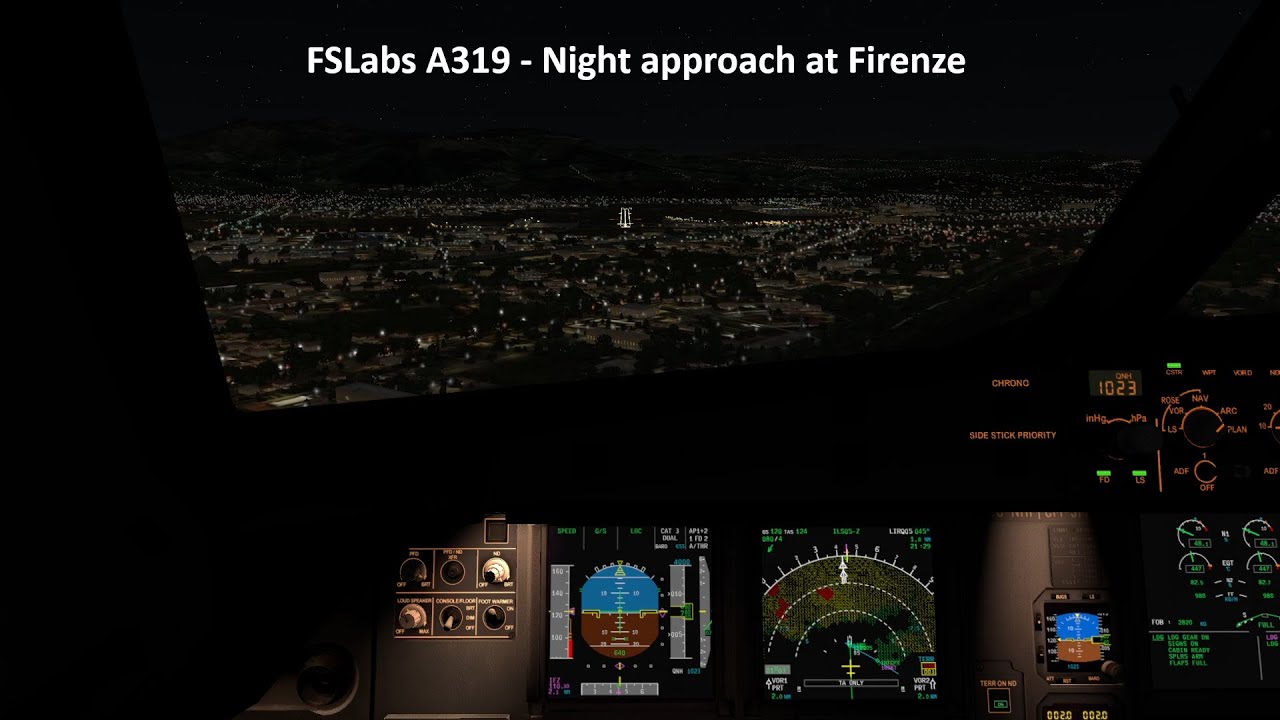 [FSLabs A319] Night approach at Firenze | FLR RWY05