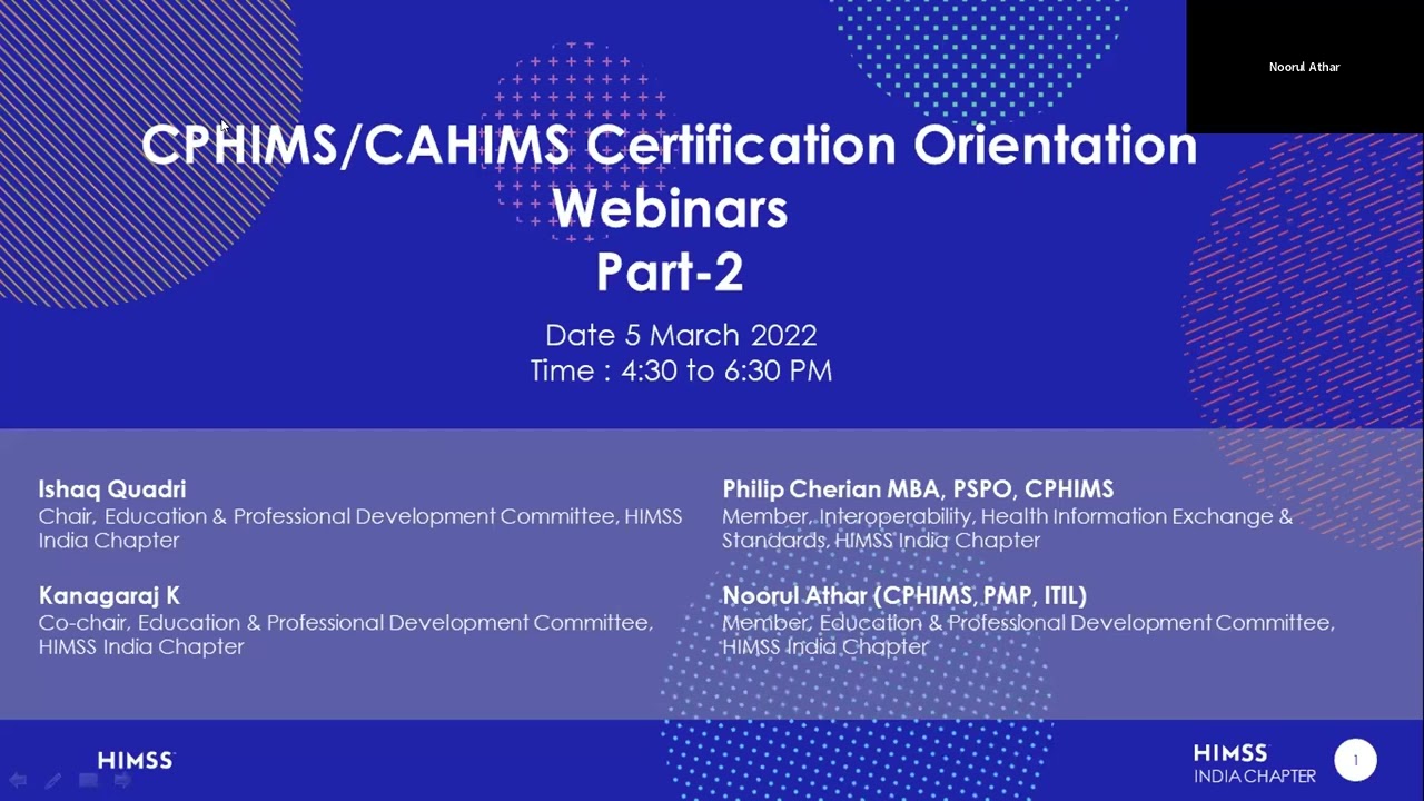 CPHIMS WEBINAR PART 1, (05 March 2022)