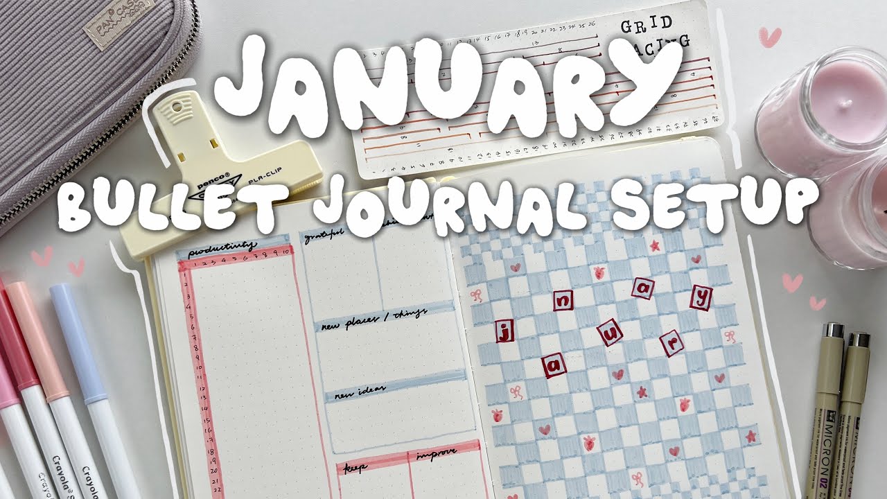 Оформление ежедневника Bullet Journal на январь 2026 года ✿ Планируйте вместе ✿ Нежно-голубые и р...