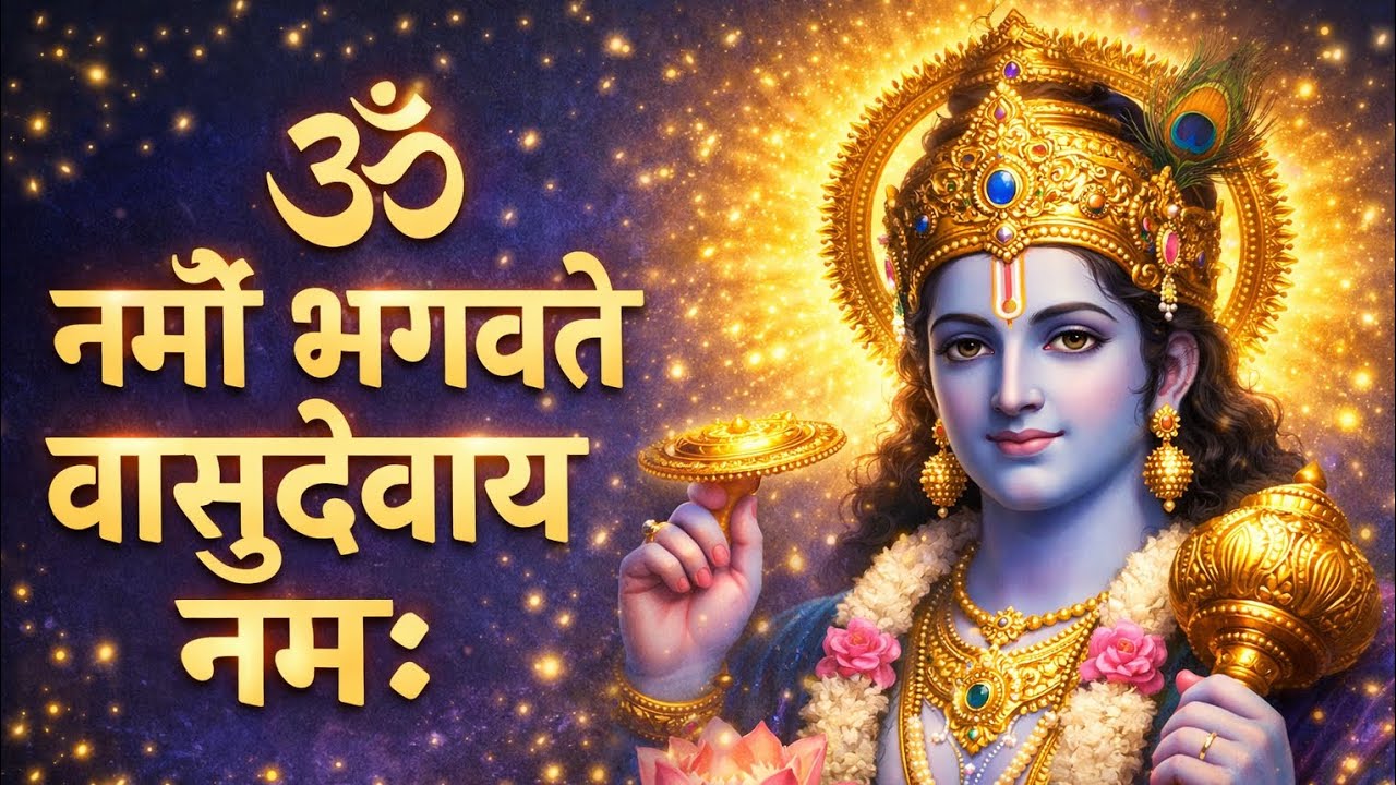 ॐ नमो भगवते वासुदेवाय नमः | 108 बार जाप | श्री कृष्ण मंत्र | Powerful Vishnu Mantra