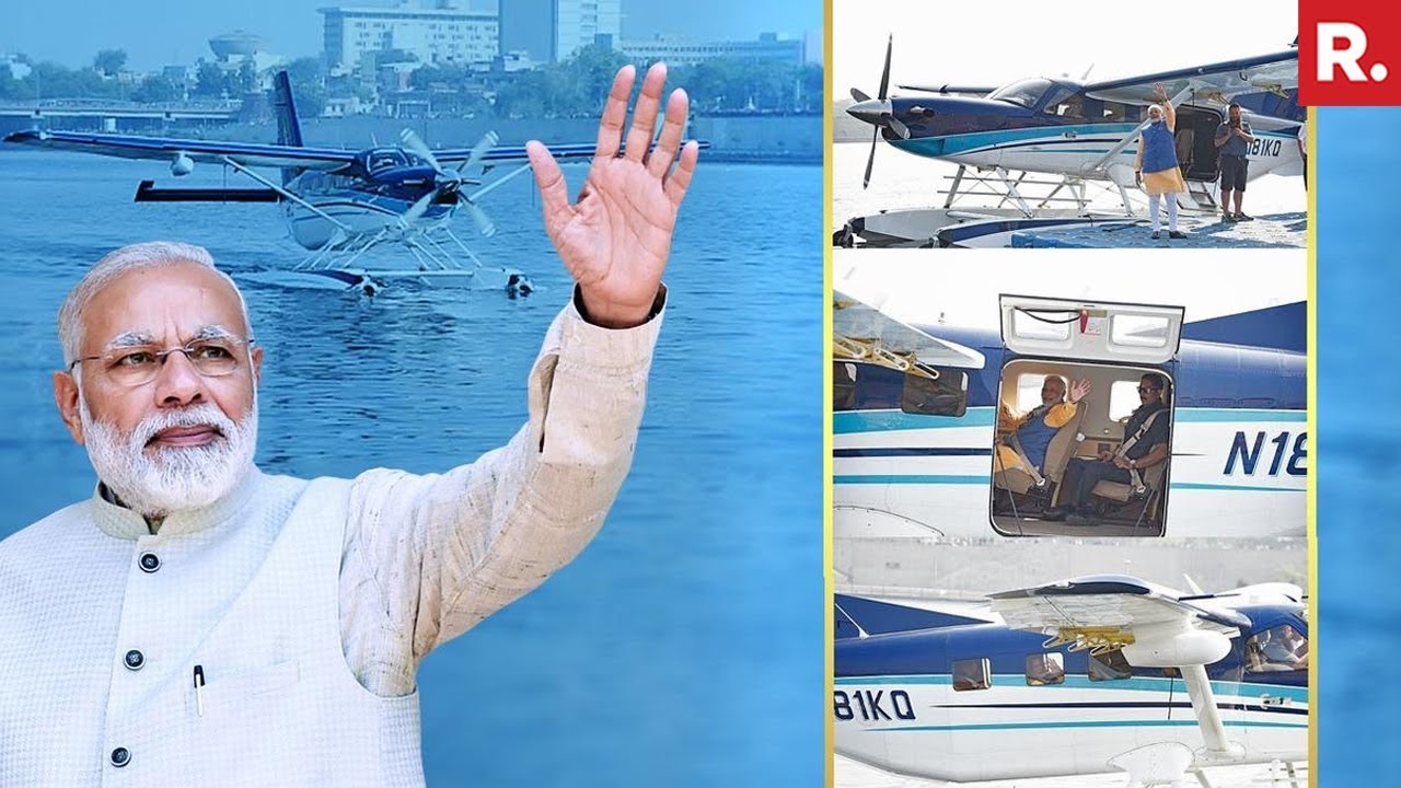 PM Narendra Modi Travels In Seaplane Sabarmati River To Dharoi Dam