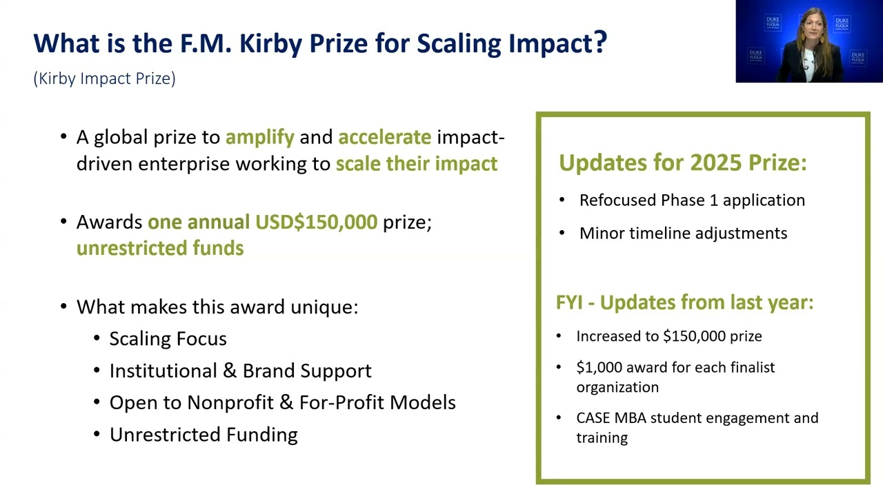 Info Session: 2025 F. M. Kirby Prize for Scaling Impact (10.16.24)