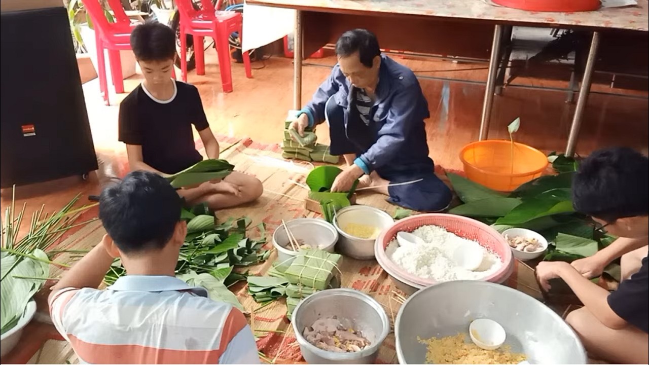 Cùng cháu 16 tuổi gói bánh chưng ăn tết Bính Ngọ 2026 một cách chi tiết