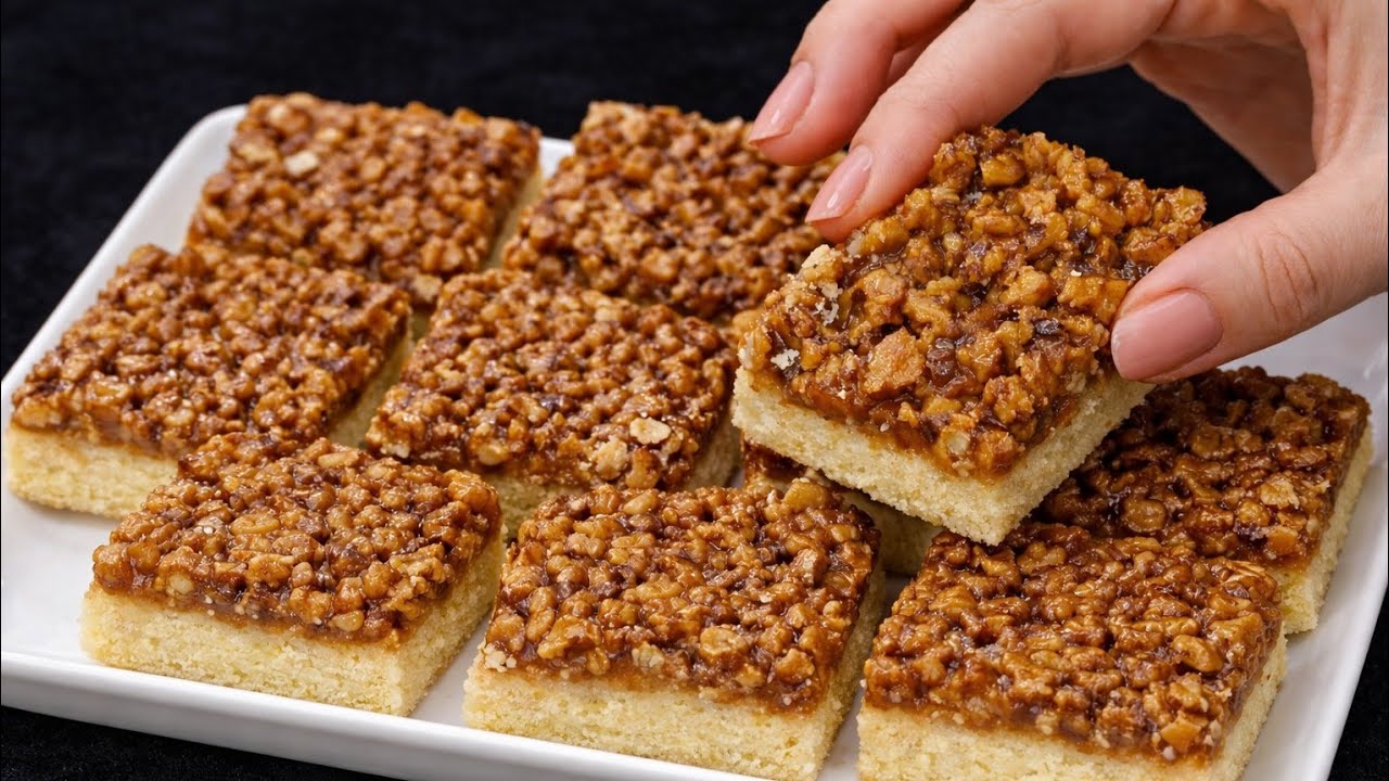 I would eat this 3 times a week! The perfect new caramel and walnut slice very easy!
