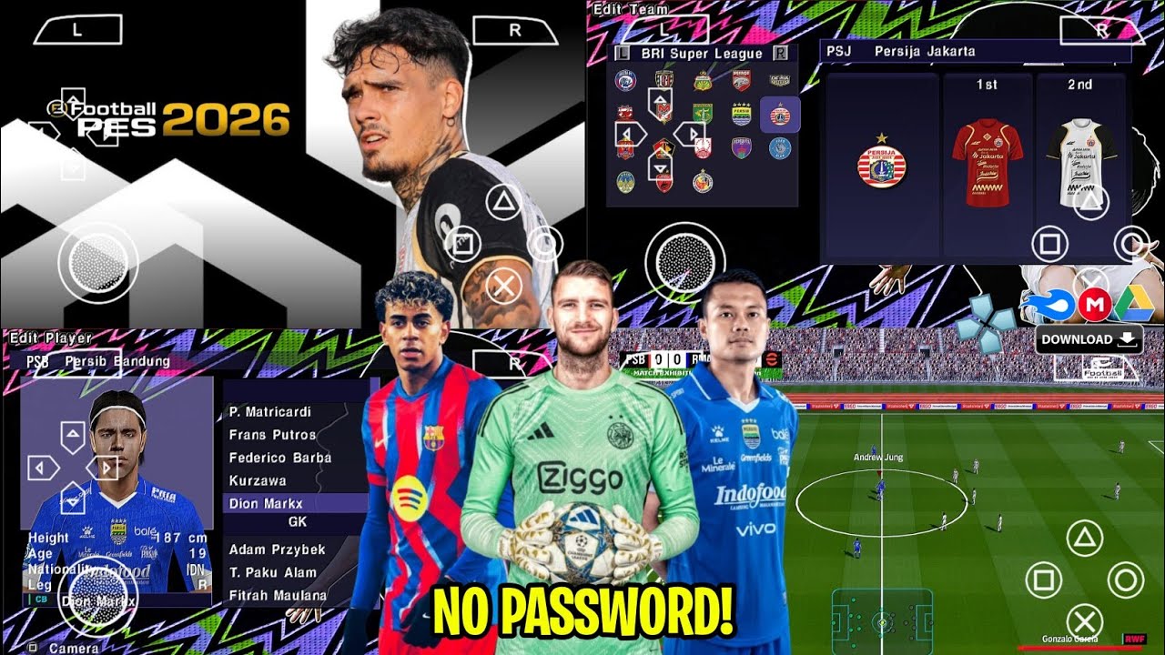 SUDAH REAL FACE😱 Aku Main eFootball PES 2026 PPSSPP Eropa dan Liga Indonesia Update Transfers