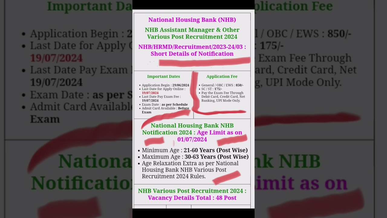 National Housing Bank (NHB)NHB Assistant Manager & Other Various Post Recruitment 2024 #jobs #job