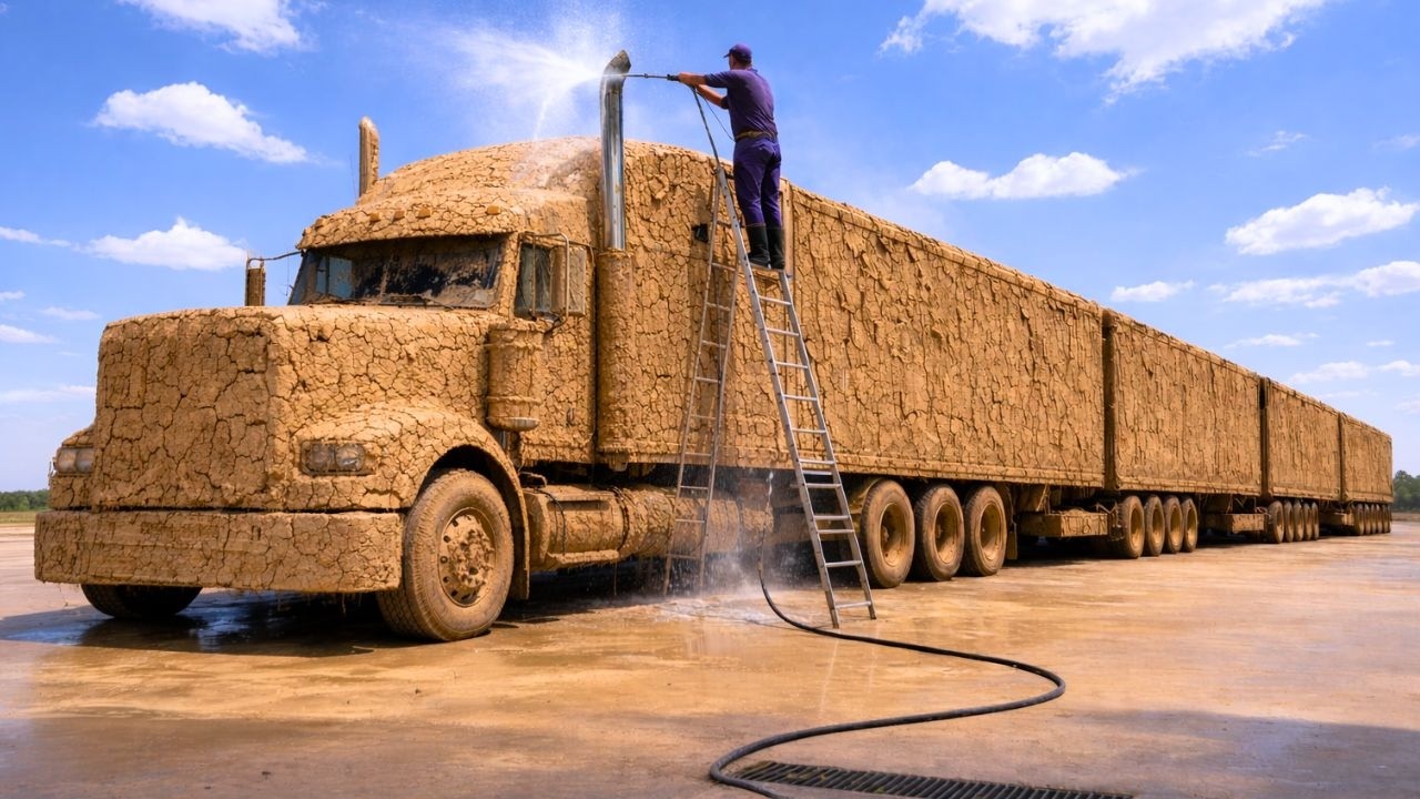 The World’s Dirtiest Road Train — The Most Satisfying Mud Cleaning Transformation Ever!