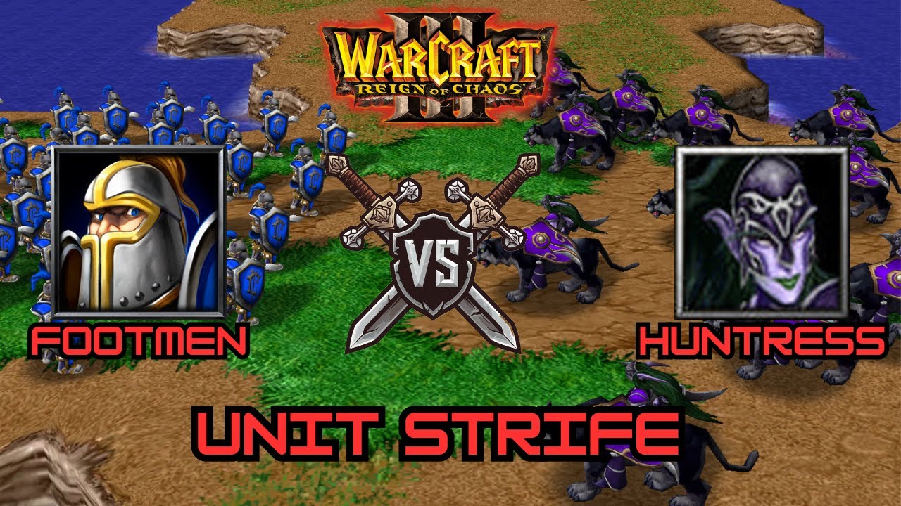 Footmen Vs. Huntresses (No Upgrades & Max Upgrades) - Warcraft 3 Unit Battles