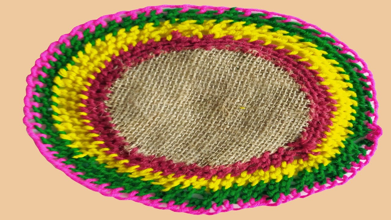 Make awesome table mat/শুধু সুঁই সুতা ও পাটের বস্তা দিয়ে টেবিল ম্যাট/table mat with needle thread/