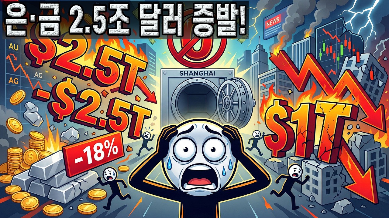 🚨 은·금 2.5조 달러 증발! | 시장 1조 달러 폭락!  상하이 거래소 재고 '0' 충격... (은 가격 18% 폭락의 진실!) .금·은 긴급 속보