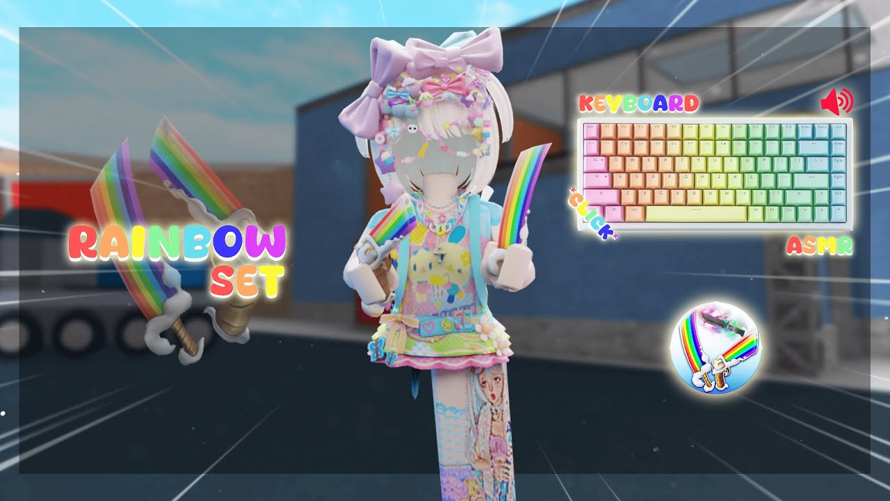 PLAYING MM2 WITH RAINBOW SET *Keyboard ASMR*
