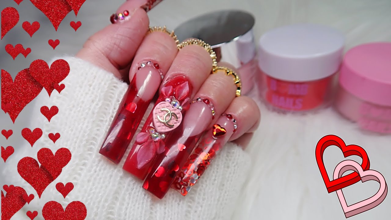 @Gabby.bombnails Дизайн ко Дню святого Валентина | Вдохновляющий маникюр | 3D нейл-арт | Смотрите...