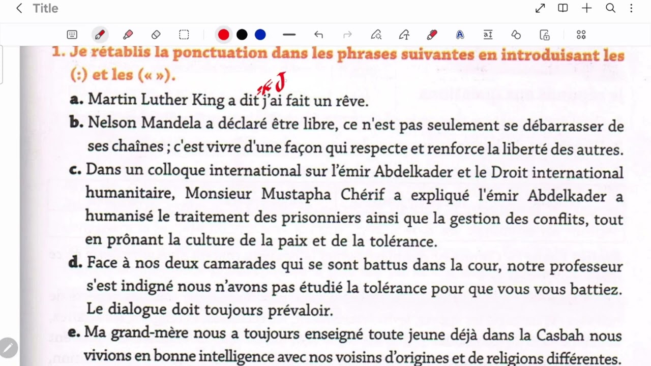 رابعة متوسط Orthographe ) la ponctuation )