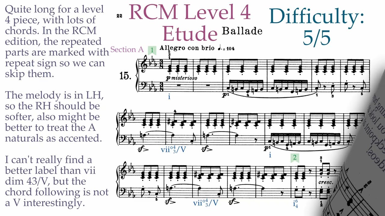 Ballade | op. 100, no. 15 | Johann Friedrich Burgmüller || Level 4 | Etude | RCM | Piano