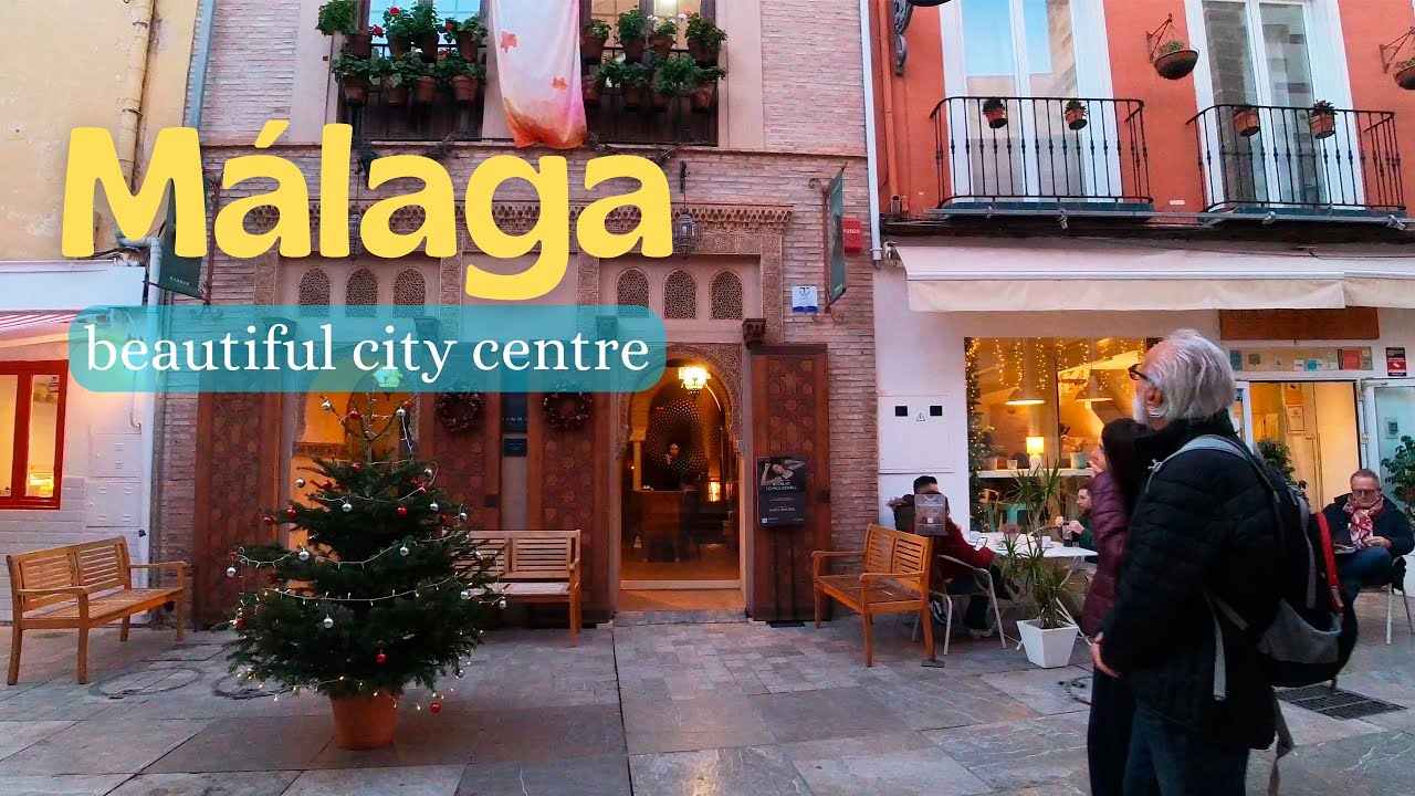 Malaga - beautiful city center in Christmas time. 4K walk tour. December 2025