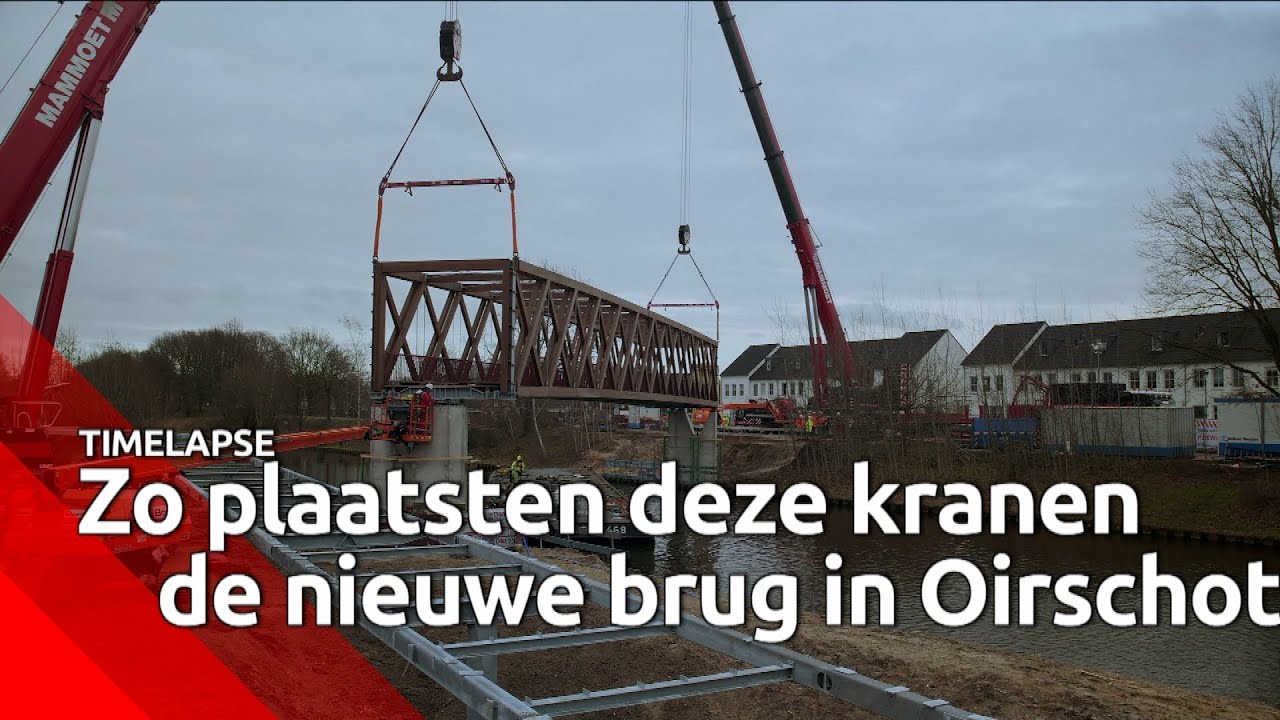 Brug van 95.000 kilo op z'n plek gehesen in Oirschot [TIMELAPSE]