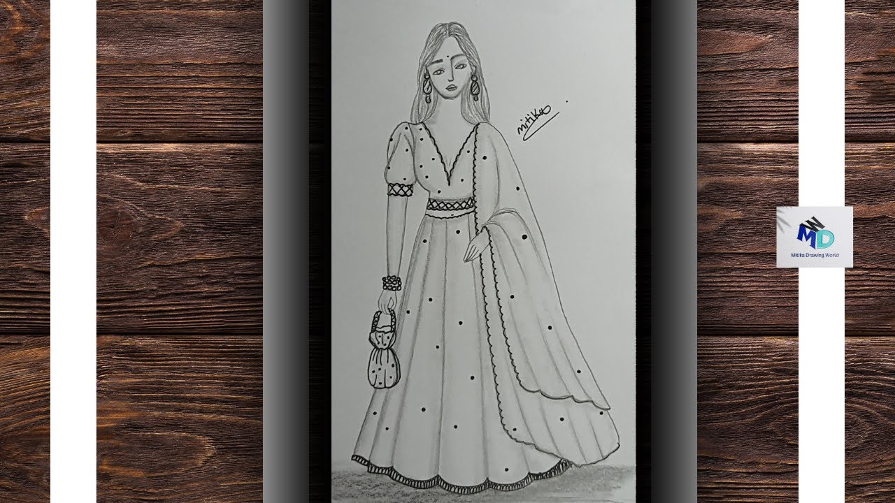 How To draw A Girl Wearing Lehenga||Step By Step Girl Drawing for Beginners