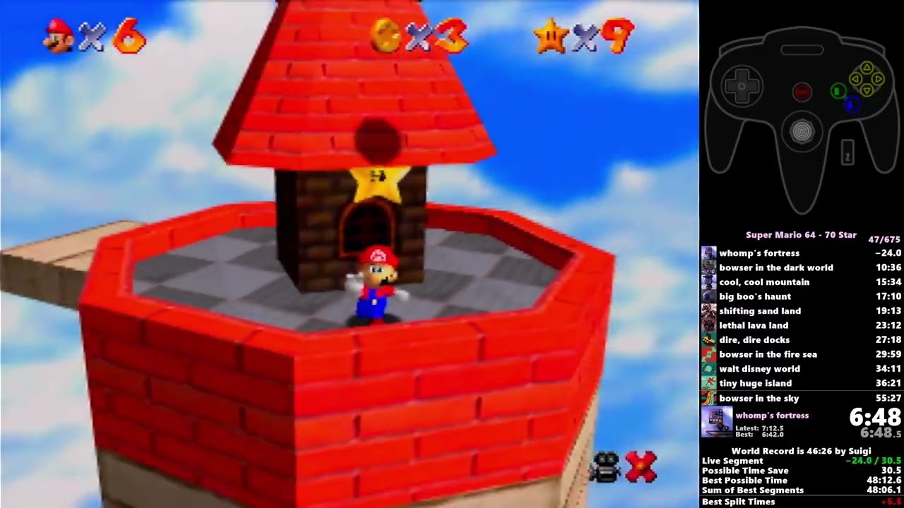 [PB] Super Mario 64 - 70 star in 52:13