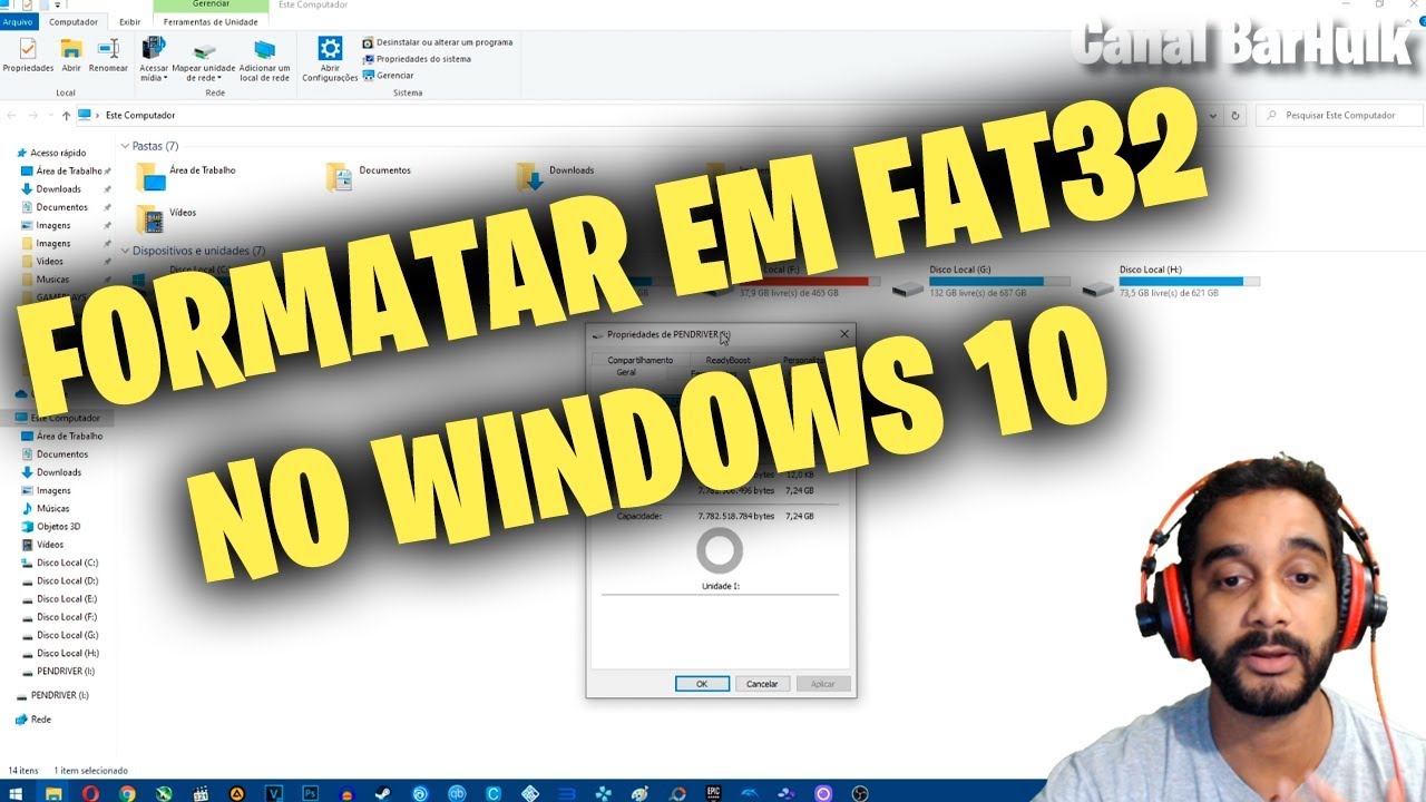 COMO FORMATAR HD EXTERNO OU PENDRIVER EM FAT32 NO WINDOWS 10