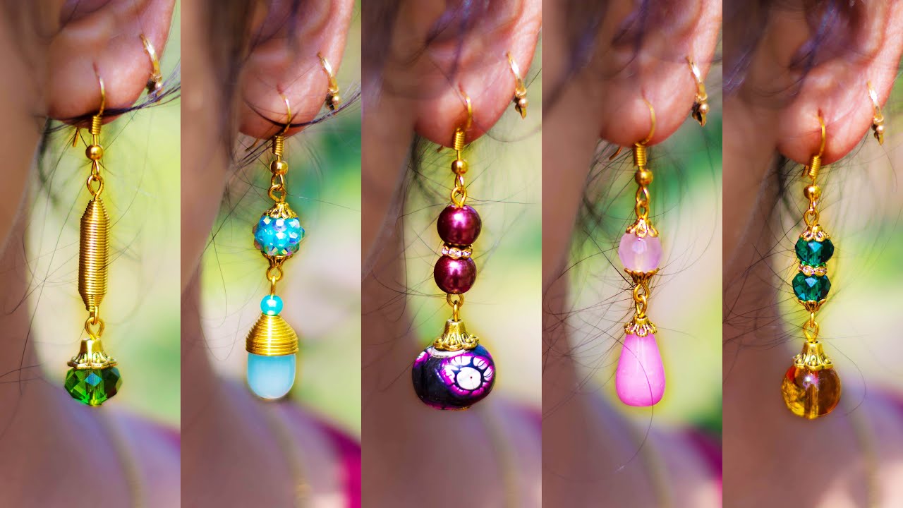 5 easy Pearl & Crystal Earring Design | DIY | 5 min Craft | Hand made jewelry | Art with Creativity