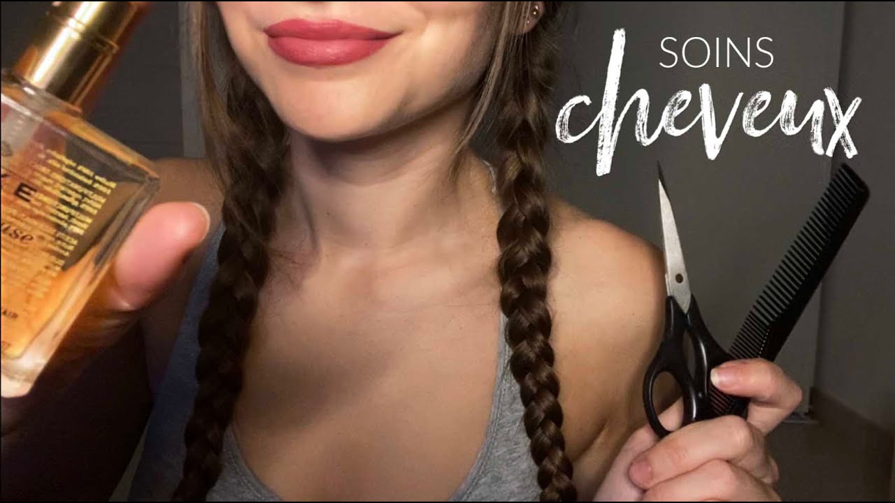 ASMR FR - Je prends soin de tes cheveux 🌸 (ciseaux, brosse, massage du crâne..)