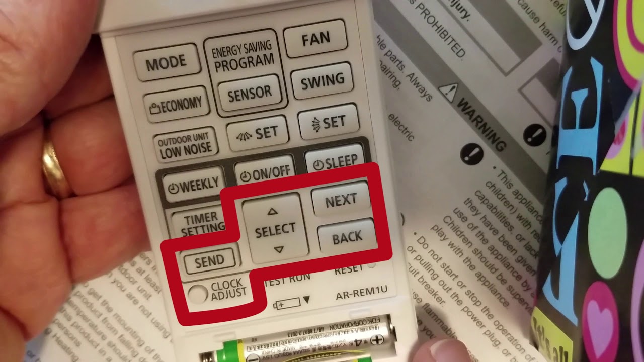 Set Day/Time on FUJITSU MiniSplit Remote