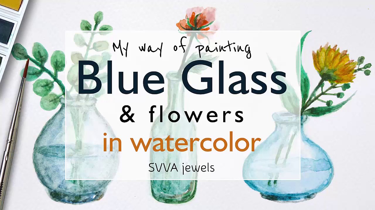 3 Glass Vases with Flowers on a Postcard in Watercolor (Trying the Sketcher's Pocket Box)