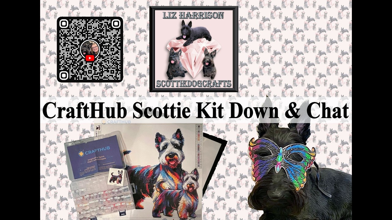 Diamond Painting | Kitting Down | Colourful Scottie Dog Canvass | WIP & Chat | #crafthub
