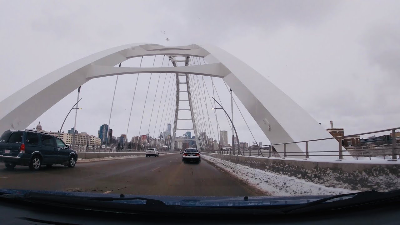Edmonton 4K - Driving in Gateway Boulevard and Downtown ( Winter Storm)