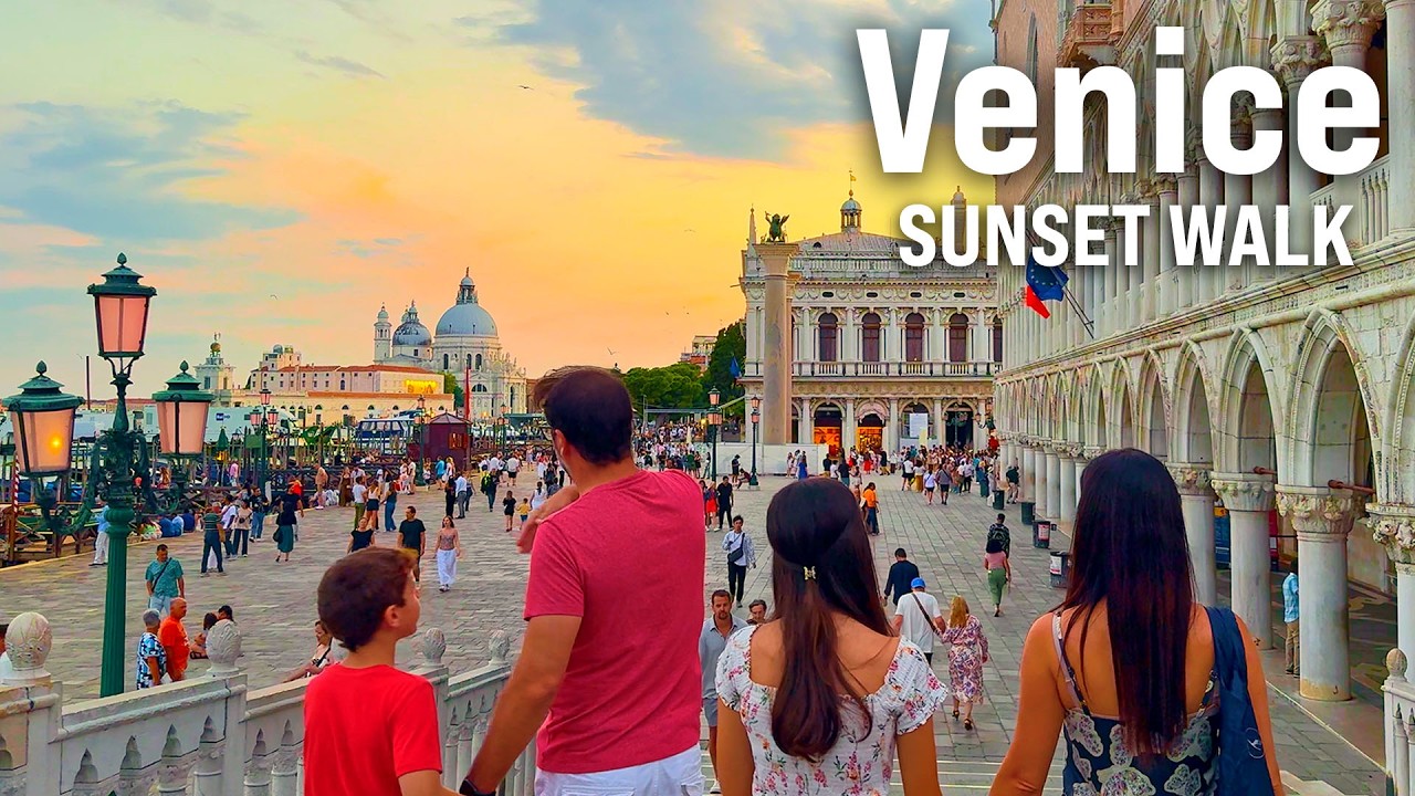 VENICE Sunset Walking Tour 2025 🌅🇮🇹 Rialto Bridge, St. Mark’s Square 4K Evening Walking Tour