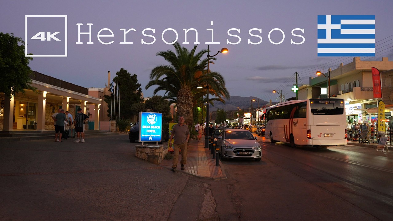 Walking tour in Hersonissos, Crete central street